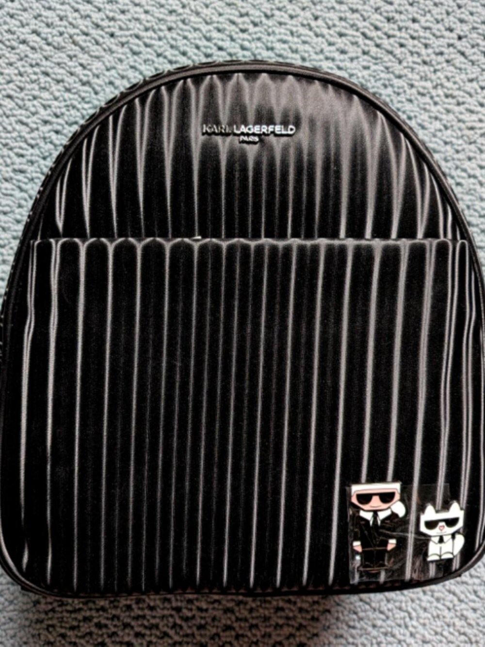 NWT Karl Lagerfeld Paris Mini Backpack - LH4KZ8CJ - Black/Silver BSV